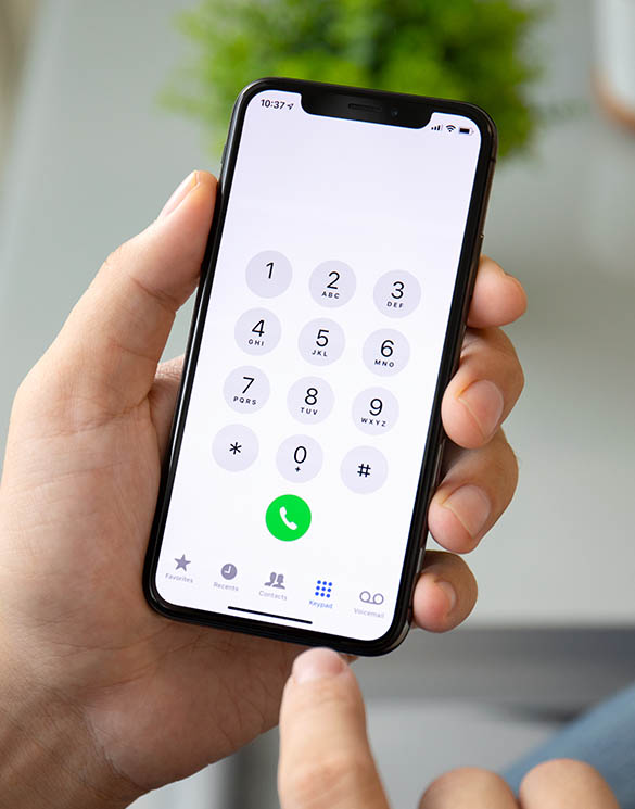 Person using phone to do their phone banking.