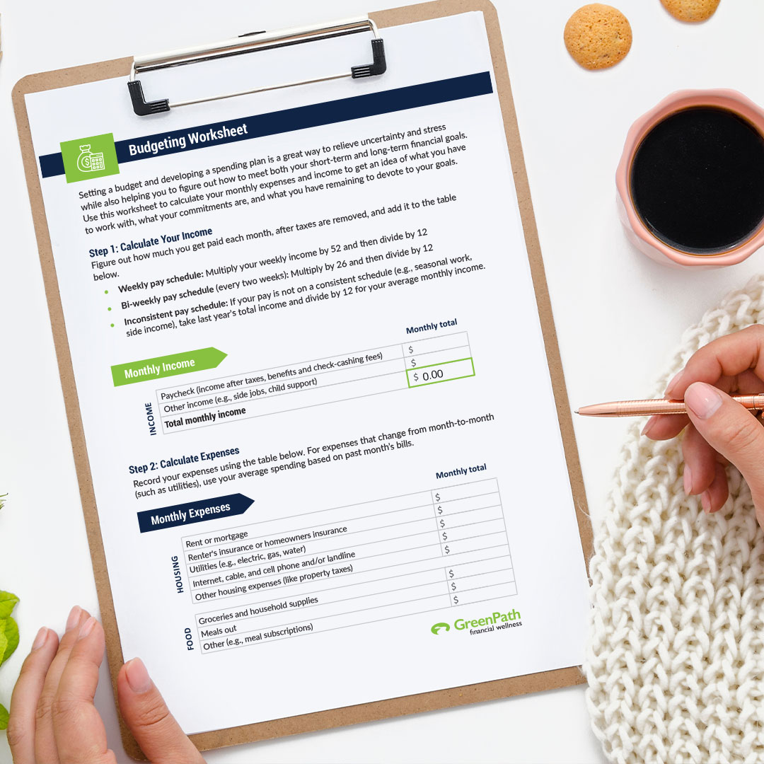 Image of budgeting worksheet