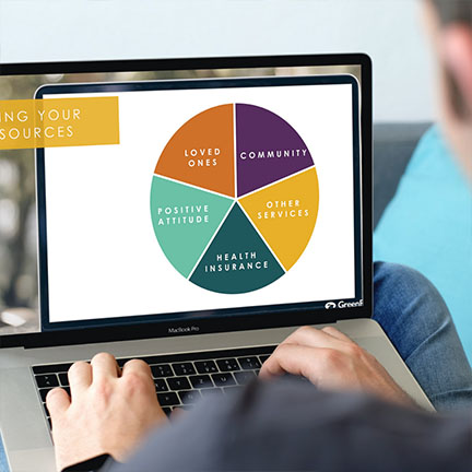Money Management pie chart displayed on laptop