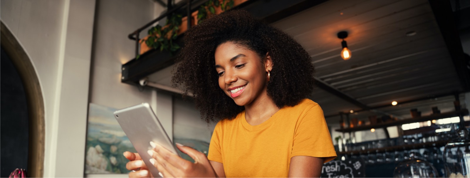 Woman using iPad