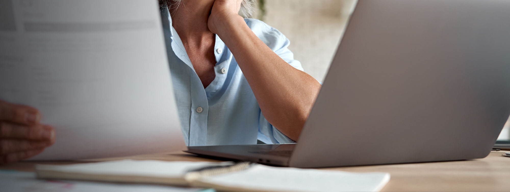 Person reviewing documents