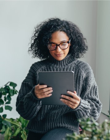 person using tablet