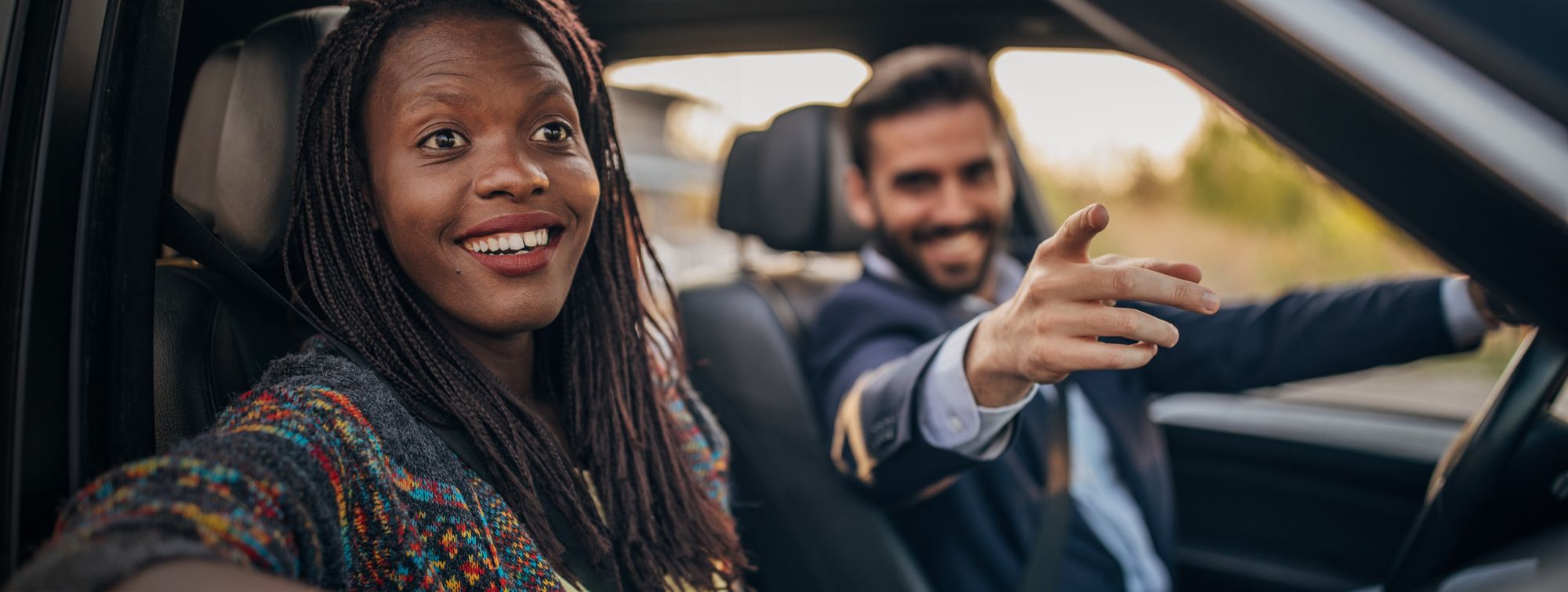 woman riding in car