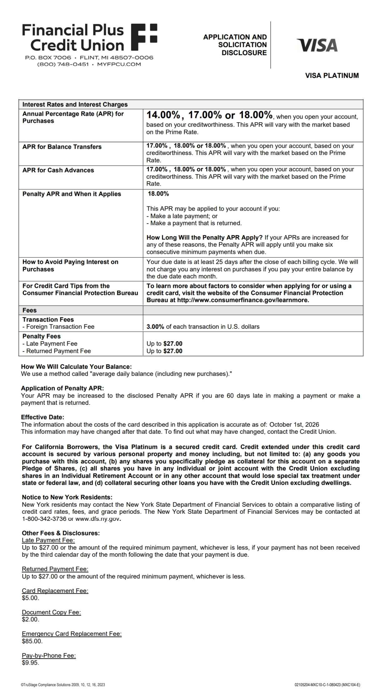 a screenshot of the application and solicitation disclosure document