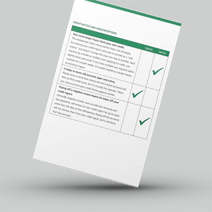 Image of workbook about credit scores