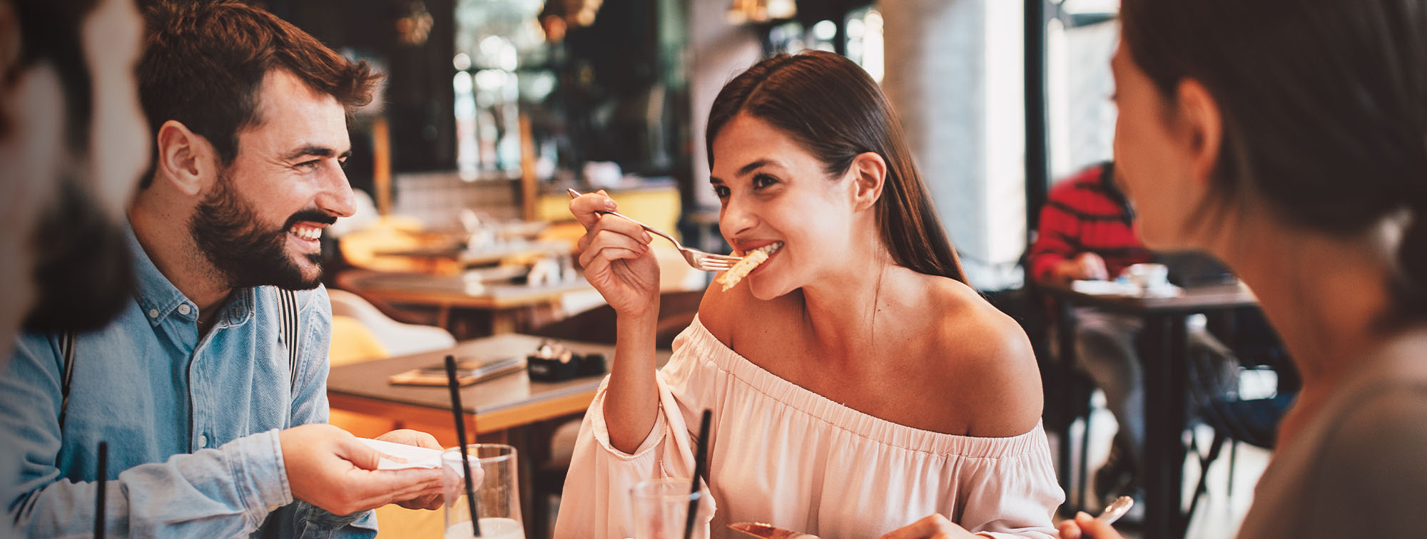 Friends dining-out at a restaurant