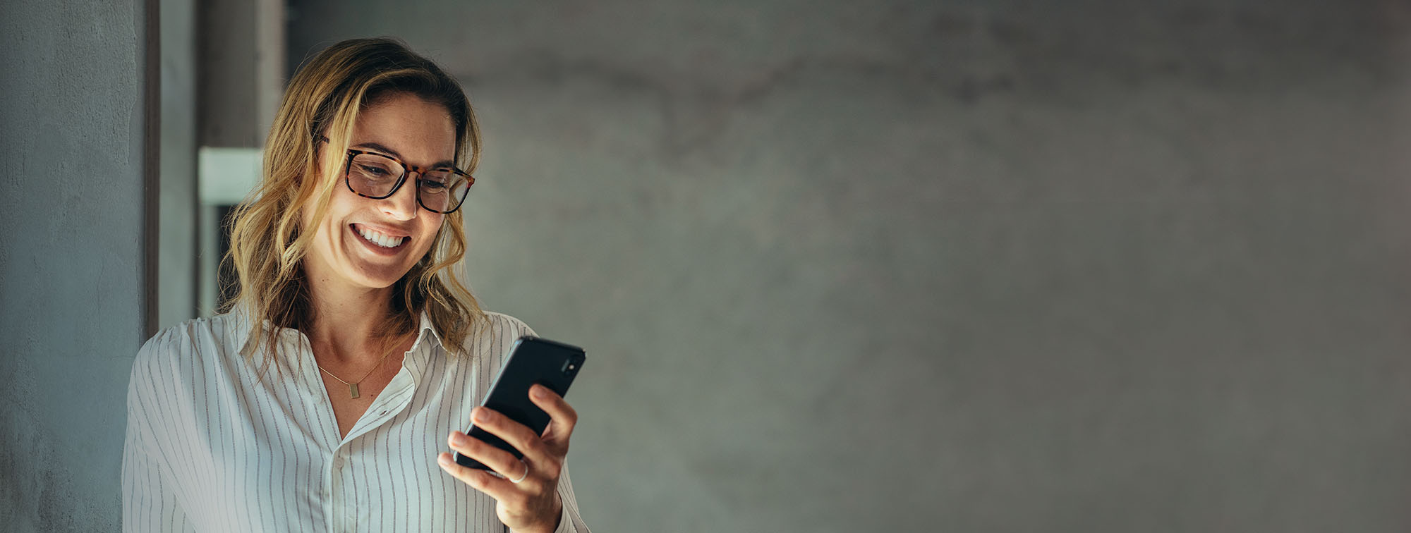 Woman looking at her phone