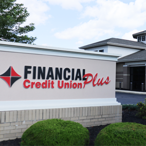 Financial Plus Credit Union entry sign
